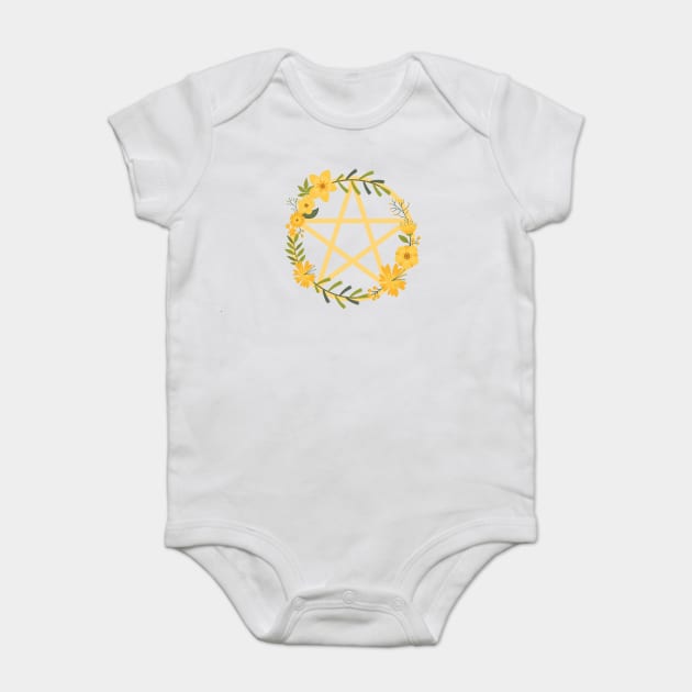 Spring Floral Pentacle Design Cheeky Witch® Baby Bodysuit by Cheeky Witch